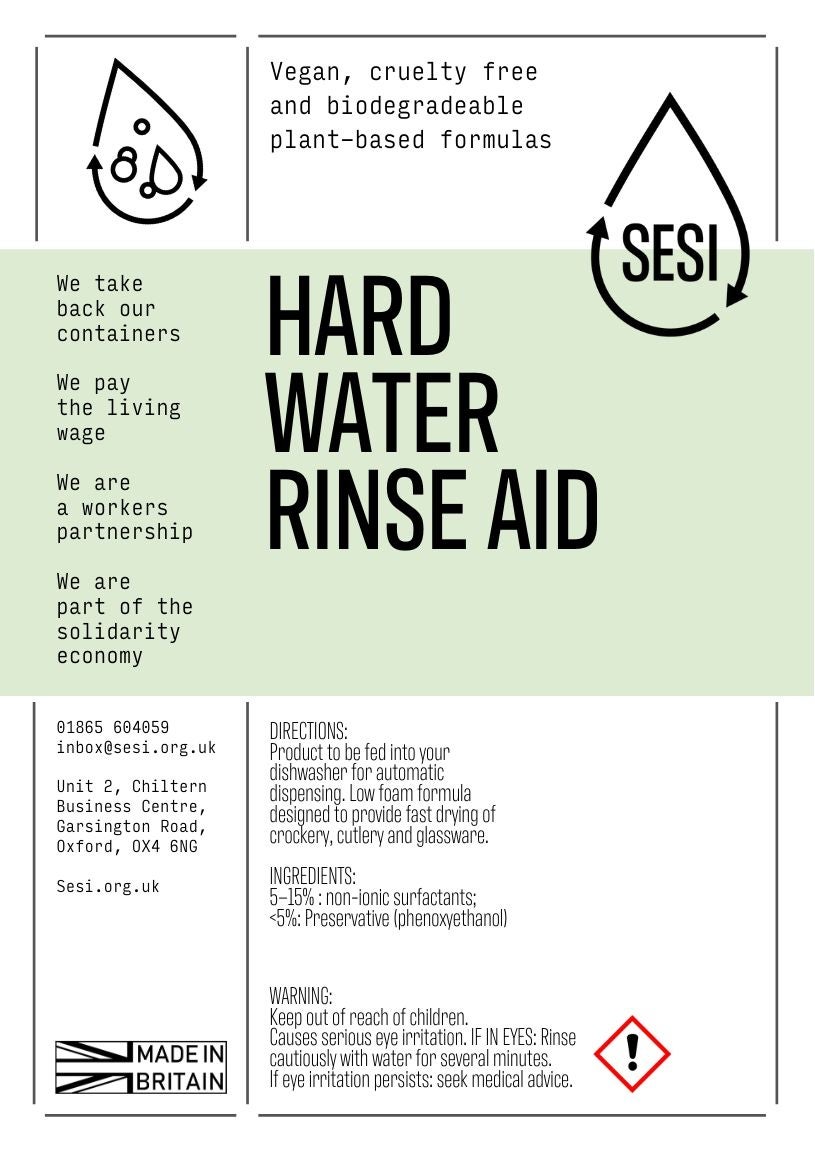 Water Rinse Label RINSE AID Hard Water | Love Refills